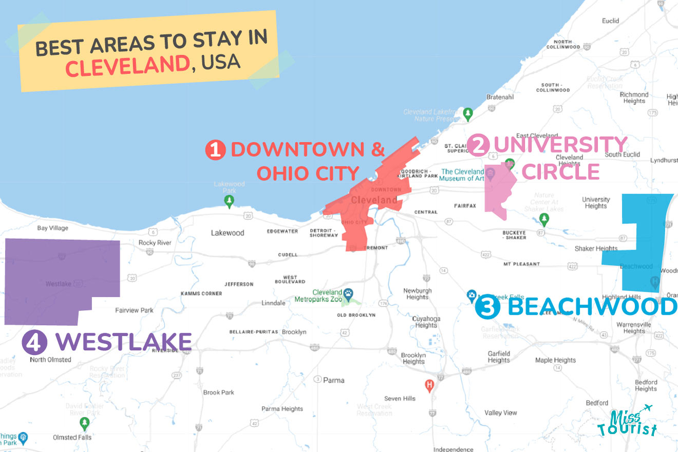 Map of best places to stay Cleveland